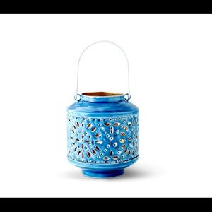 Hanging Tea Light Lantern in Blue Floral